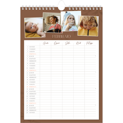 Calendario famiglia A4 verticale — Calendario terra a terra - Famiglia di 5 [Febbraio]