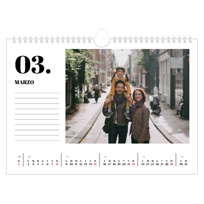 Calendario fotografico A4 — Serif e momenti [Marzo]