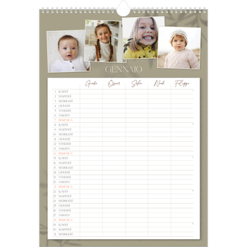 Calendario personalizzato A3 — Calendario terra a terra - Famiglia di 5
