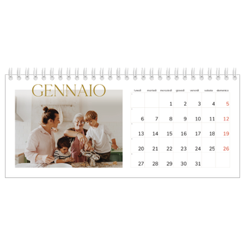 Calendario Fotografico da Tavolo — Testo in grande d'oro