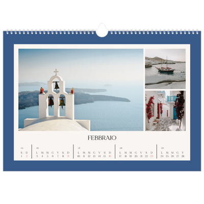 Calendario A3 orizzontale  — Colori classici [Febbraio]