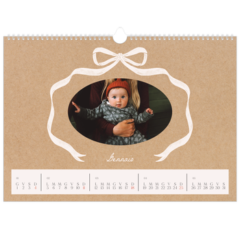 Calendario Fotografico A3 Orizzontale — Kraft e fiocco