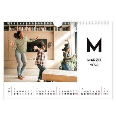 Calendario fotografico A4 — Riflettore lettera [Marzo]