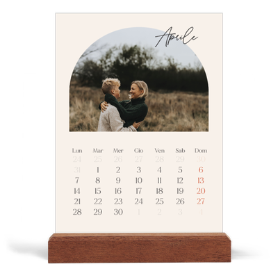 Calendario con supporto in legno verticale  — Ricordi ad arco [Aprile]