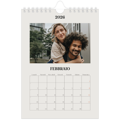 Calendario fotografico A5 — Avorio semplice [Febbraio]