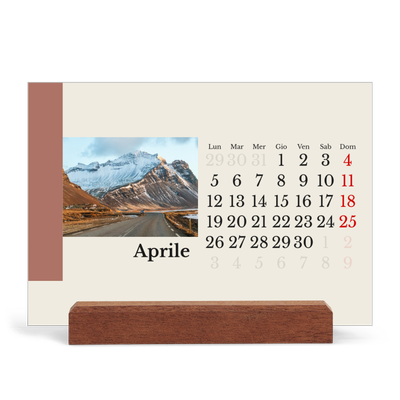 Calendario con supporto in legno orizzontale  — Vedute del mondo [Aprile]