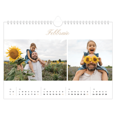 Calendario fotografico A4 — Scatole con strisce fotografiche [Febbraio]