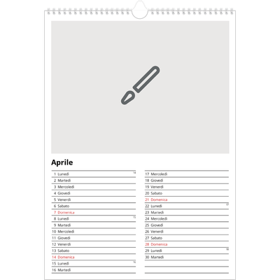 Calendario A3 verticale — Disegna il tuo prodotto [Aprile]