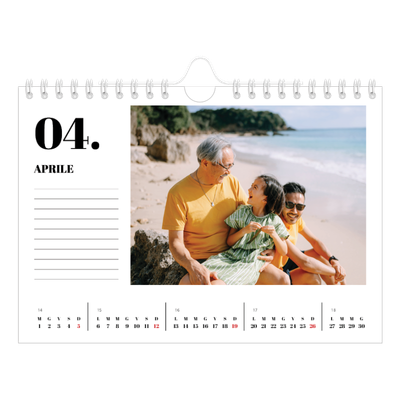 Calendario fotografico A5 — Serif e momenti [Aprile]