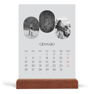 Calendario con supporto in legno verticale  — La strada aperta [Gennaio]