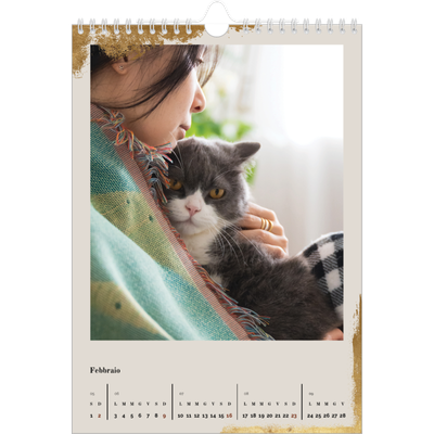 Calendario personalizzato A4 — Classic Gold [Febbraio]