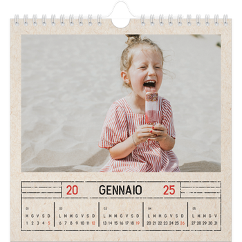 Calendario Fotografico Quadrato — Effetto timbro artigianale