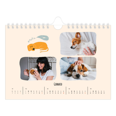 Calendario fotografico A5 — Zampette di cane e scarabocchi [Gennaio]