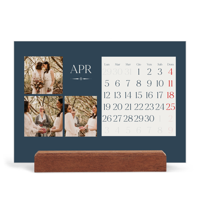 Calendario con supporto in legno orizzontale  — Ardesia e grazie [Aprile]