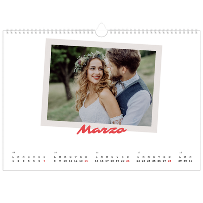 Calendario A3 orizzontale  — Firmato in cremisi [Marzo]