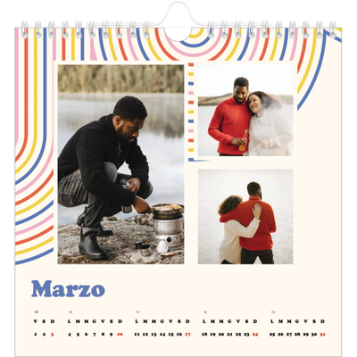 Calendari quadrati — Strisce retro [Marzo]