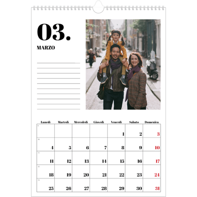 Calendario A3 verticale — Serif e momenti [Marzo]