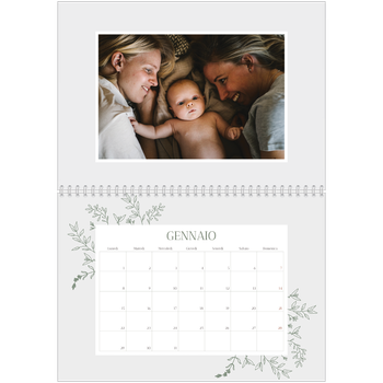 Calendario A4 Doppio — Fiori disegnati a mano