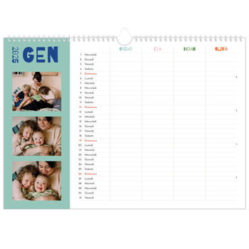 Calendario Fotografico A3 Orizzontale — Calendario divertente e colorato - Famiglia di 4