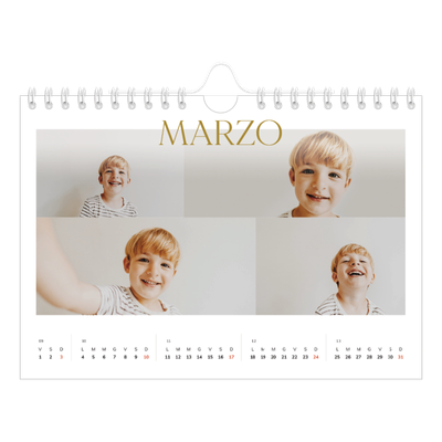 Calendario fotografico A5 — Testo in grande d'oro [Marzo]