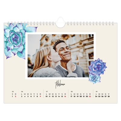 Calendario fotografico A4 — Fiori dipinti [Febbraio]