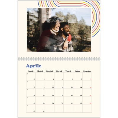 Calendario A4 Doppio — Strisce retro [Aprile]