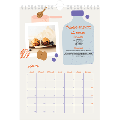 Calendario personalizzato A4 — Un anno di ricette [Aprile]