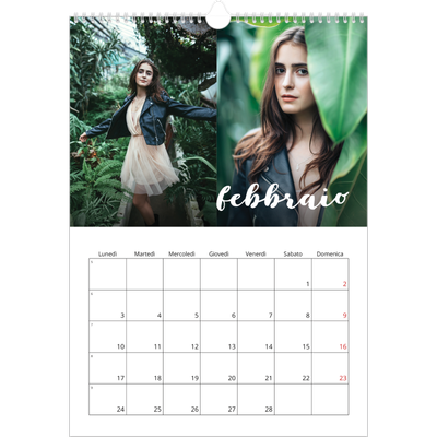 Calendario A3 verticale — Scrittura semplice [Febbraio]