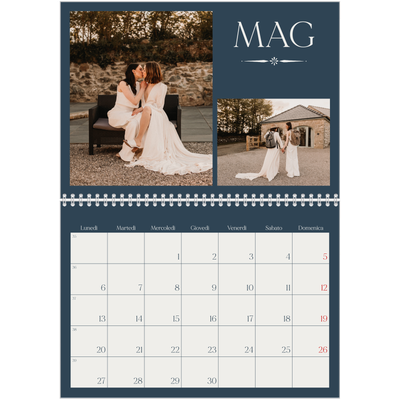 Calendario A4 Doppio — Ardesia e grazie [Maggio]