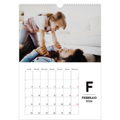 Calendario A3 verticale — Riflettore lettera [Febbraio]