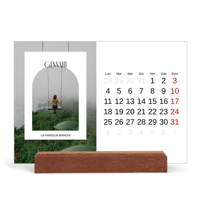 Calendario con supporto in legno orizzontale  — L'arco aperto [Gennaio]