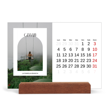 Calendario con supporto in legno orizzontale — L'arco aperto
