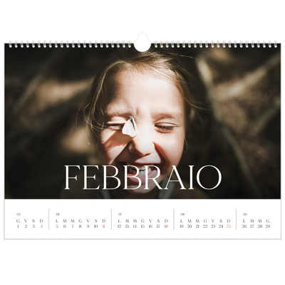 Calendario A3 orizzontale  — Dodici grandi mesi [Febbraio]