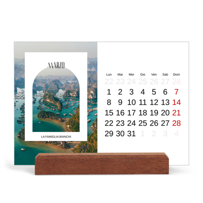 Calendario con supporto in legno orizzontale  — L'arco aperto [Marzo]