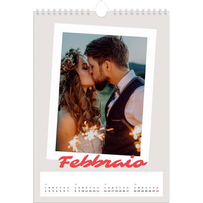 Calendario personalizzato A4 — Firmato in cremisi [Febbraio]