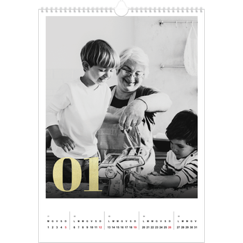 Calendario personalizzato A3 — Grandi numeri luccicanti
