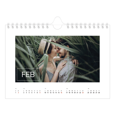 Calendario fotografico A5 — Data in sovraimpressione [Febbraio]