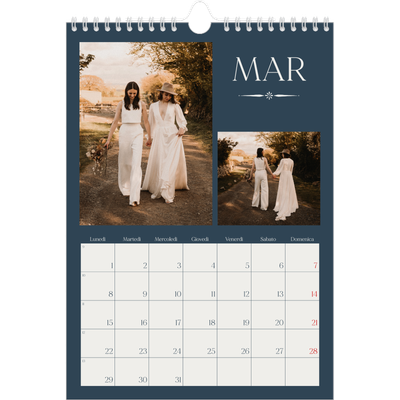 Calendario personalizzato A4 — Ardesia e grazie [Marzo]