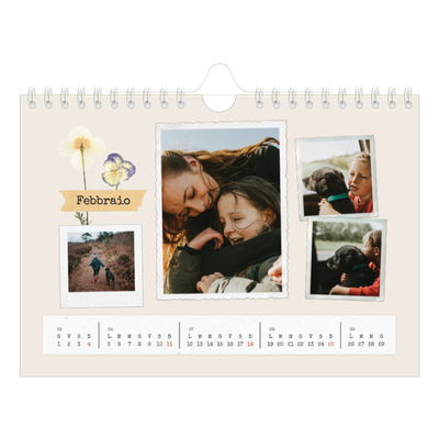 Calendario fotografico A5 — Scrapbooking vintage [Febbraio]