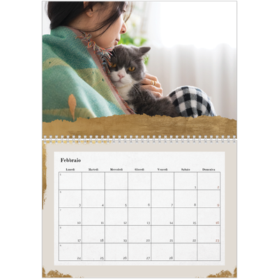 Calendario A4 Doppio — Classic Gold [Febbraio]