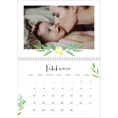 Calendario A4 Doppio — Illustrazioni floreali [Febbraio]