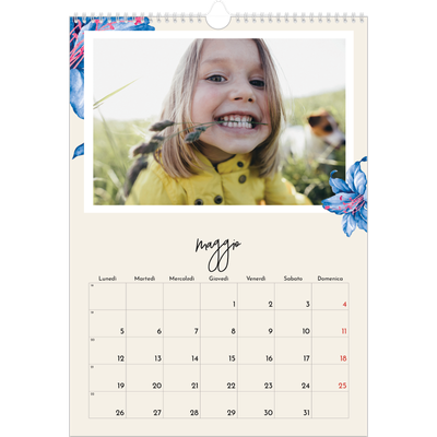 Calendario A3 verticale — Fiori dipinti [copertina]