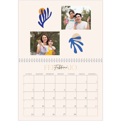 Calendario A4 Doppio — Corallo [Febbraio]