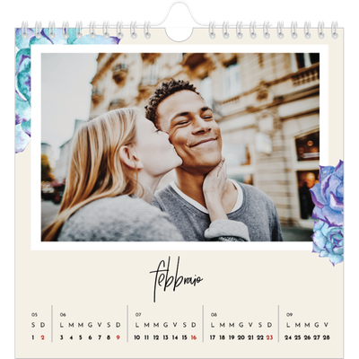 Calendari quadrati — Fiori dipinti [Febbraio]