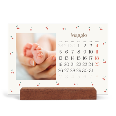 Calendario con supporto in legno orizzontale  — Ciliegie [copertina]