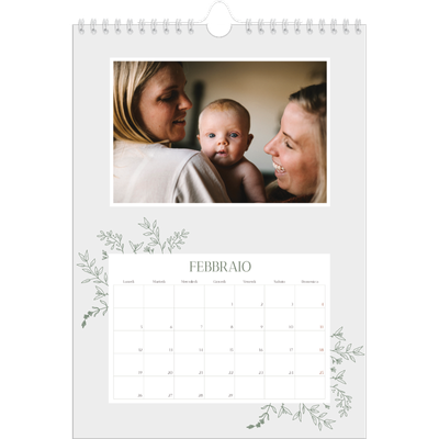 Calendario personalizzato A4 — Fiori disegnati a mano [Febbraio]