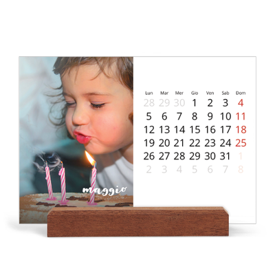 Calendario con supporto in legno orizzontale  — Scrittura semplice [copertina]