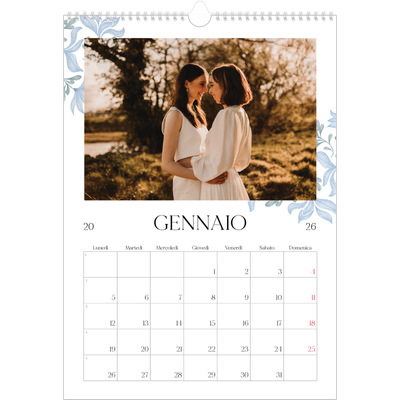 Calendario A3 verticale — Floreale elegante [Gennaio]