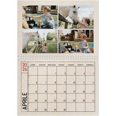 Calendario A4 Doppio — Effetto timbro artigianale [Aprile]