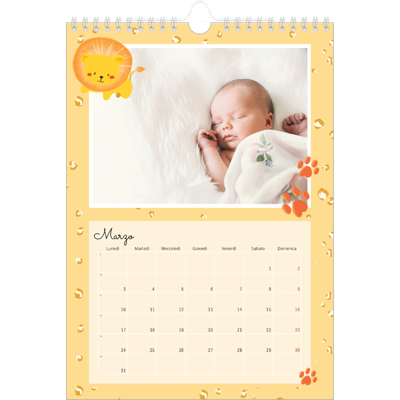 Calendario personalizzato A4 — Animali carini [Marzo]